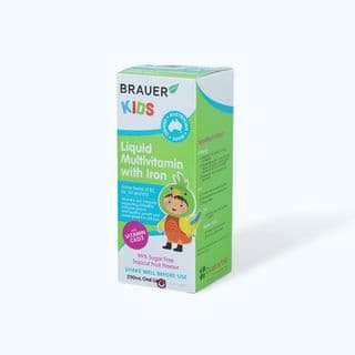 Siro BRAUER Kids Liquid Multivitamin With Iron bổ sung vitamin và khoáng chất cho trẻ (200ml)