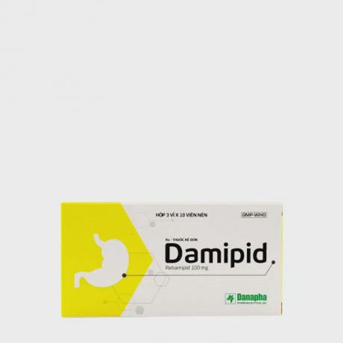 Viên nén Damipid 100mg Danapha loét dạ dày, tổn thương niêm mạc dạ dày (3 vỉ x 10 viên)