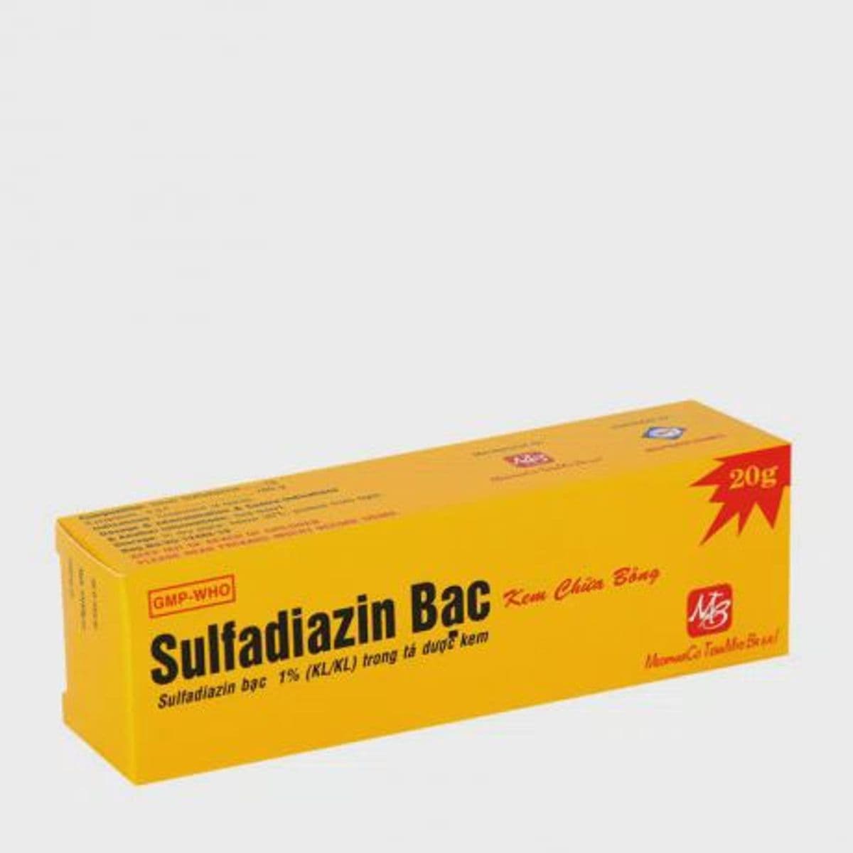 Sulfadiazin bạc 1% (tuýp 20g) trị nhiễm khuẩn bỏng độ 2, 3