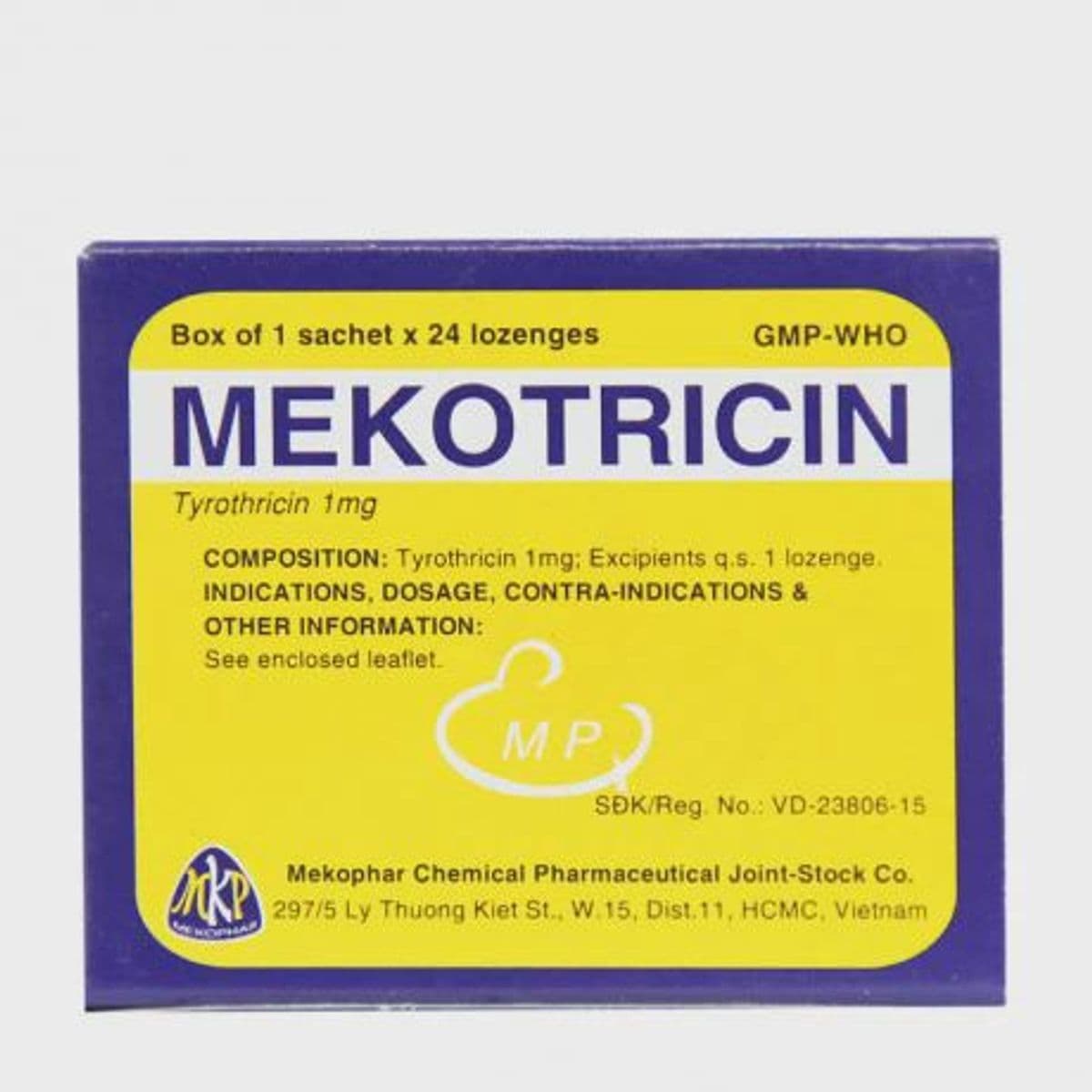 Viên ngậm Mekotricin 1mg điều trị tại chỗ nhiễm khuẩn niêm mạc miệng, họng (hộp 24 viên)