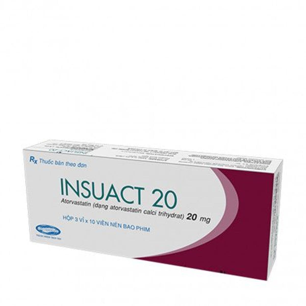 Viên nén Insuact 20 SaVi điều trị rối loạn lipid máu (3 vỉ x 10 viên)
