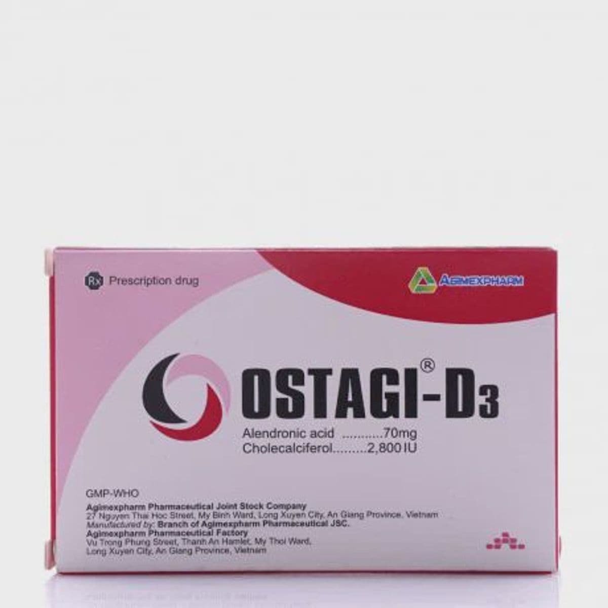 Viên nén Ostagi-D3 Agimexpharm điều trị loãng xương, giảm nguy cơ gãy xương (1 vỉ x 4 viên)